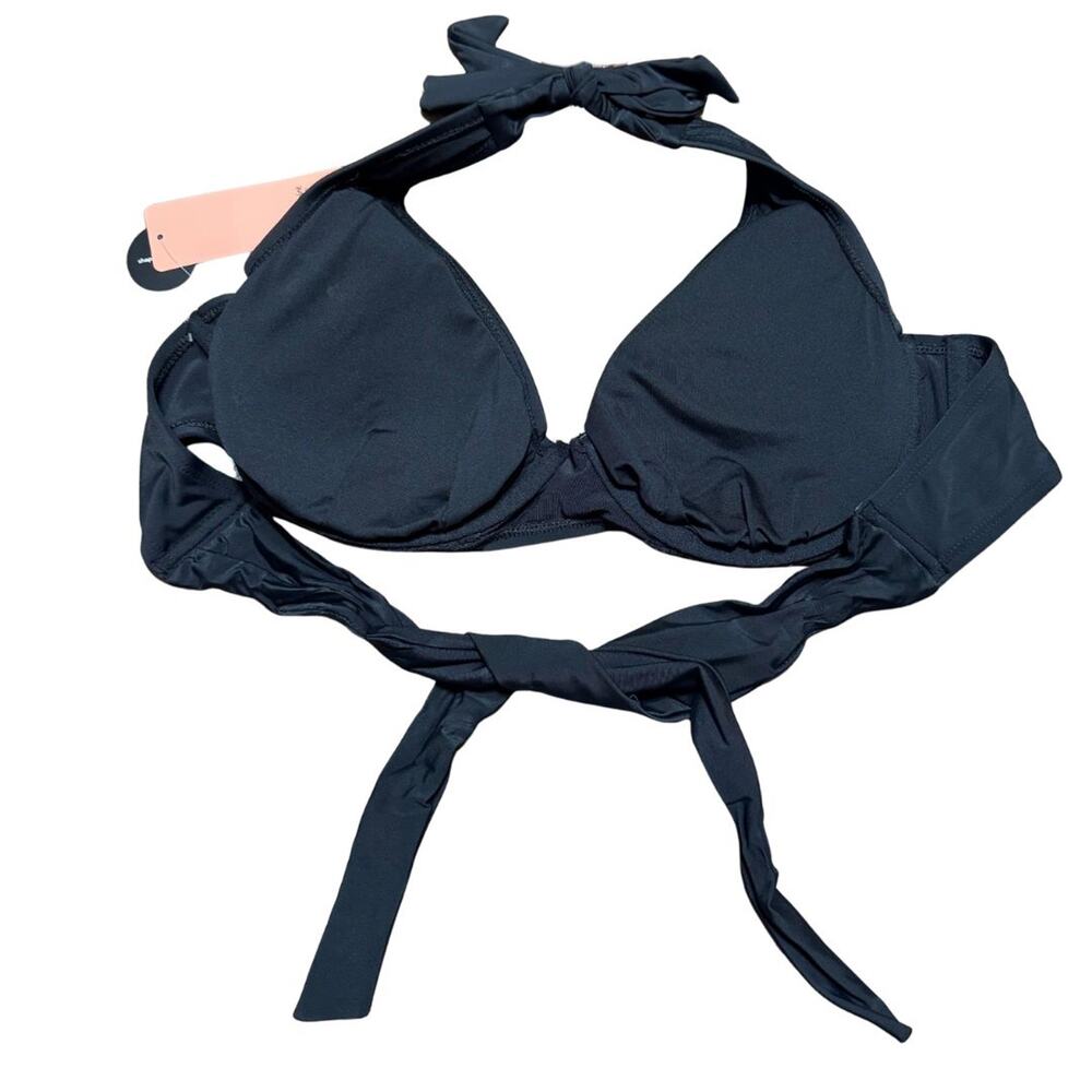 SHAPERMINT Halter Bikini Top MEDIUM Black Full Coverage Adjustable Underwire NWT - Picture 4 of 7